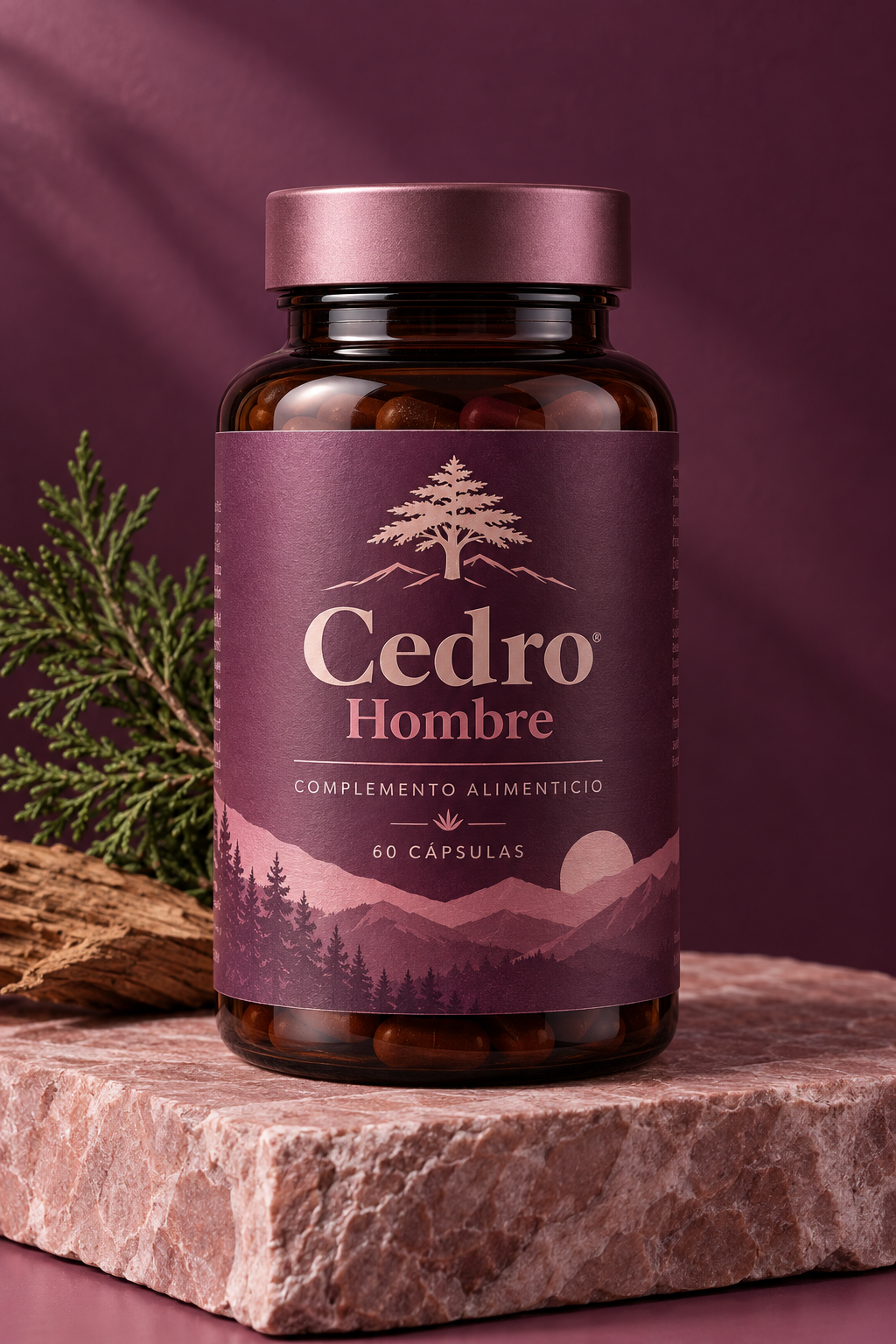Frasco Cedro Hombre, fórmula botánica de 60 cápsulas